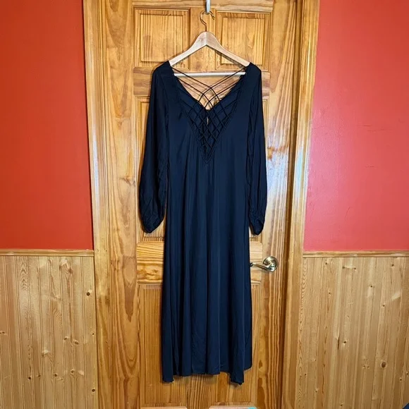 Free People Black Long Sleeve Dress with Lattice Back - Picture 13 of 13